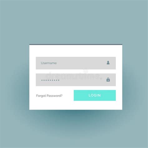 Flat Color Login Form Ui Template In White Vector Image