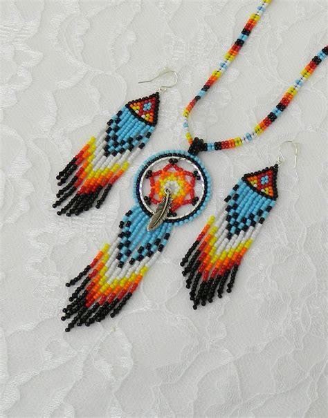 Necklace Set Tutorial Beaded Native American Inspired Dreamcatcher