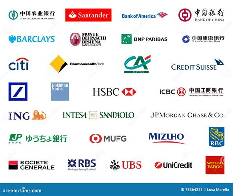 Los Bancos Más Grandes En Los Logotipos Del Mundo Foto Editorial