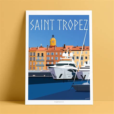 Affiche 50x70 Eric Garence Luxe Et Yacht à Saint Tropez Côte Dazur