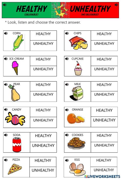 Healthy Or Unhealthy Online Worksheet For 4 Artofit