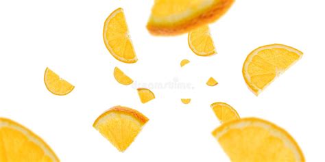 Falling Fruit Isolated Orange Tangerine Citrus Flying On White