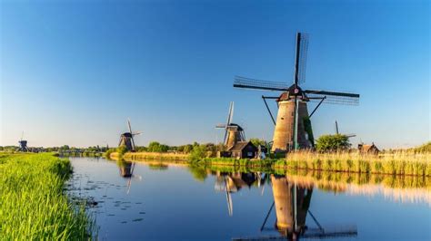 Windmills At Kinderdijk Wallpaper 4k South Holland