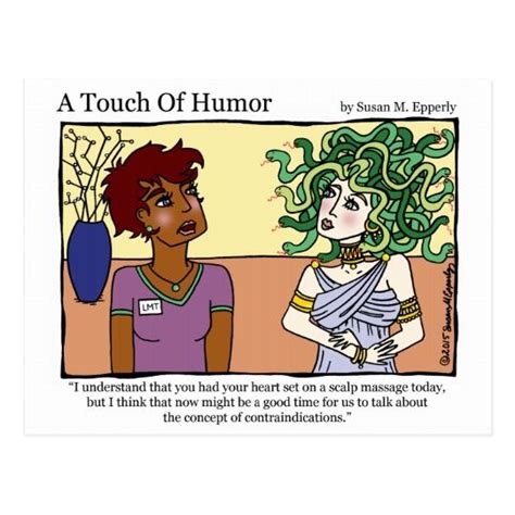 A Touch Of Humour Medusa Massage Comic Postcard Uk Massage Therapy Quotes