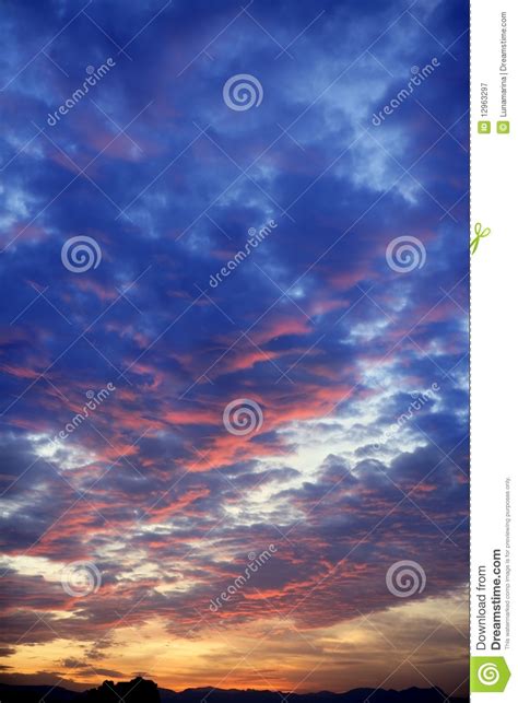 Colorful Red Blue Sunset Cloudy Sky Stock Image Image Of Landscape
