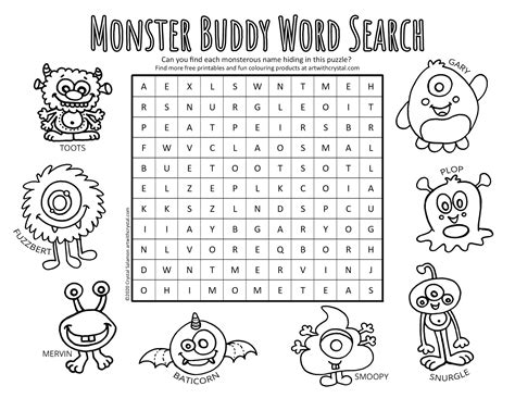 Parts Of A Book Word Search Monster Word Search Schoo