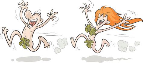 Cartoon Of A Nude Men And Women Together Illustrations Royalty Free