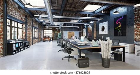 Loft Workplace Loft Office Interior Modern стоковая иллюстрация