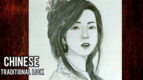 How To Draw Traditional Chinese Girl Simple Pencil Sketch Youtube