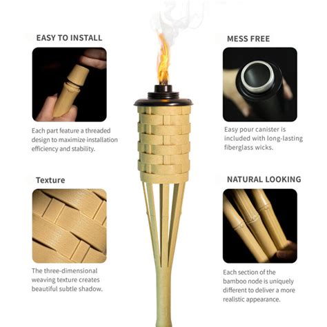 Tiki Torches Artificial Synthetic Bamboo Torches Onethatch