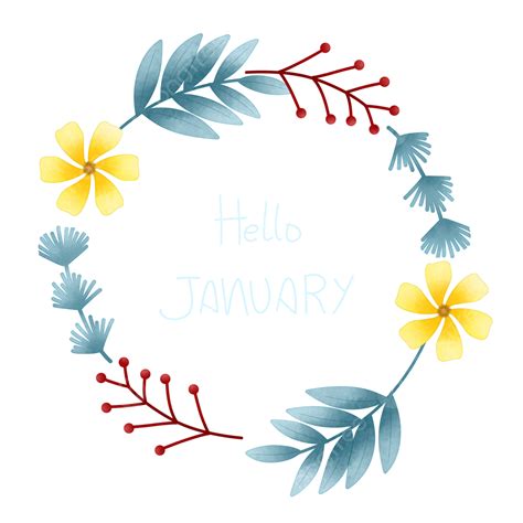 Hello January Floral Watercolor January Png Transparent Clipart