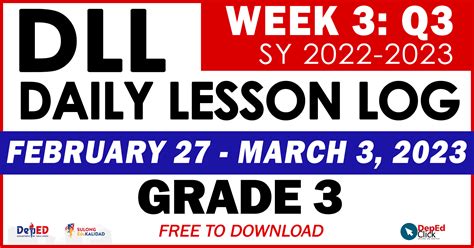 GRADE 3 DAILY LESSON LOG Quarter 3 WEEK 3 FEB 27 MARCH 3 2023