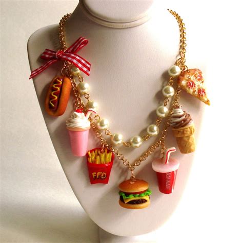 Fast Food Necklace Burger And Fries Statement Necklace 90s Etsy