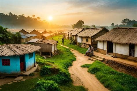 Premium Photo A Village In The Hills Of The State Of Assam