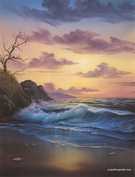 Beautiful Ocean View Sea Shore Sunset Ocean Painting Bob Ross