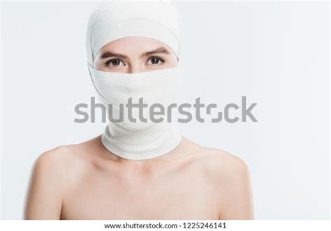 Close Naked Woman White Bandages Over Stock Photo Shutterstock