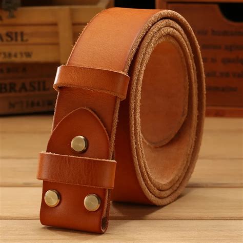 Belt Leather Without Gold Smooth Buckle For Mens Belts Luxury Cowboys