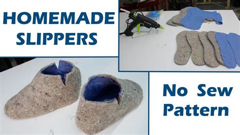 Homemade Slippers No Sew 2 Piece Pattern Youtube