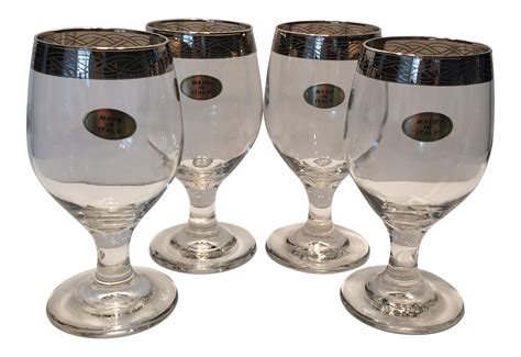 Mid Century Italian Crystal Wine Glasses Set Of 4 Chairish