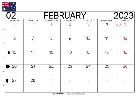 February 2023 Calendar Australia With Holidays