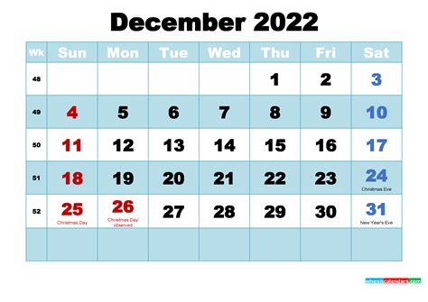 Printable Calendar With Holidays 2022 Free Letter Templates