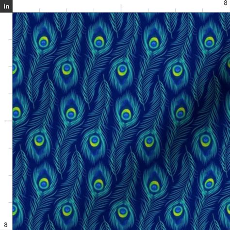 Peacock Fabric Peacock Feather Tropical Blue By Samalah Etsy