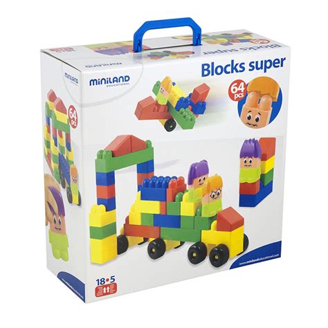 Plastic Interlocking Super Blocks 64 Pieces Mle32337 Miniland