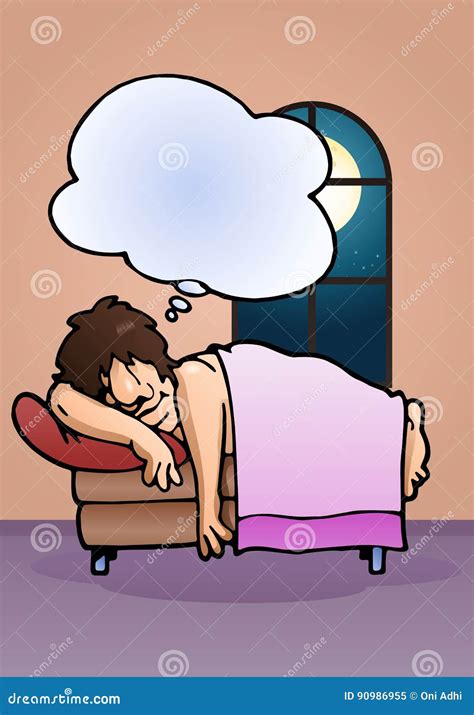 Man Dreaming In Sleep Stock Illustration Illustration Of Mind 90986955