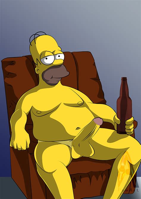 Rule 34 Bald Bara Beer Daddy Erection Homer Simpson Male Male Only