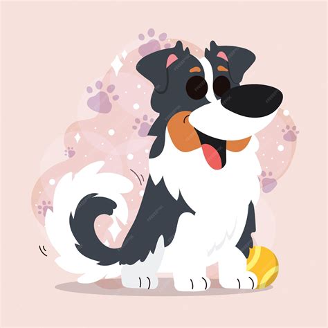 Premium Vector Cute Happy Border Collie Dog Cartoon Character Vector