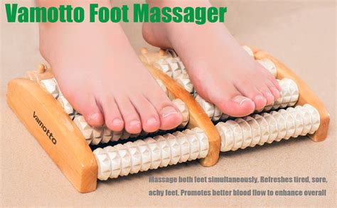 Upgraded Dual Foot Massager Roller With No Slip Design Vamotto Wooden Massage Pied Foot
