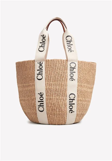 Chloé Large Woody Basket Tote Bag In White Lyst