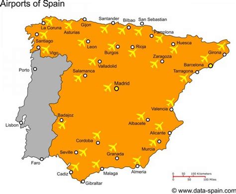 Mappa Della Spagna Aeroporti Spagna Mappa Aeroporti Europa Del Sud