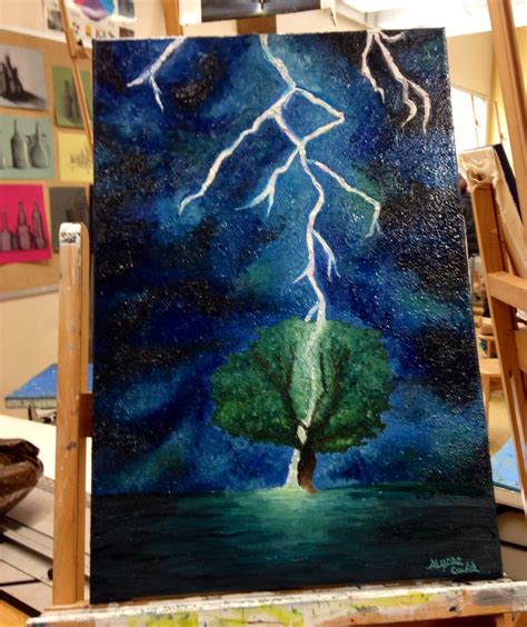 My Oil Painting Of Lightning Hitting A Tree Oil Painting Painting