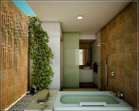 desain kamar mandi minimalis nuansa alam  batu