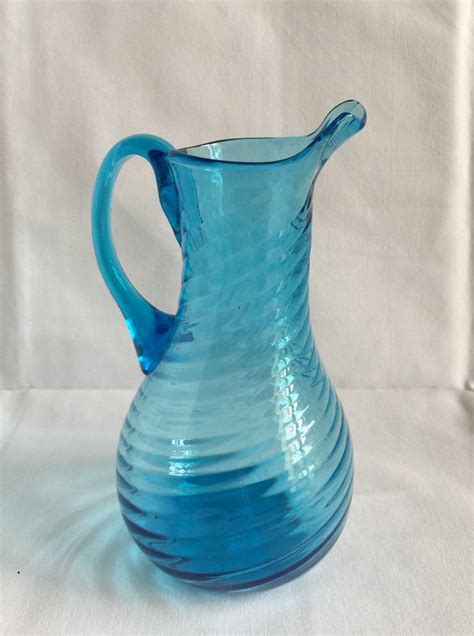 Proantic Norman Pitcher Decanter In Blown Glass In Bright Blue Color