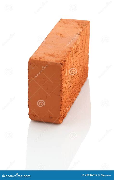Single Red Brick On White Background Stock Photo Image Of Cracked