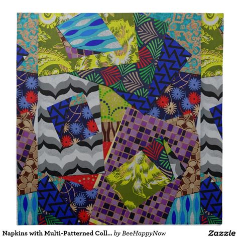 These eat napkins are just adorable, and once again, super easy. Napkins with Multi-Patterned Collage | Cloth napkins ...