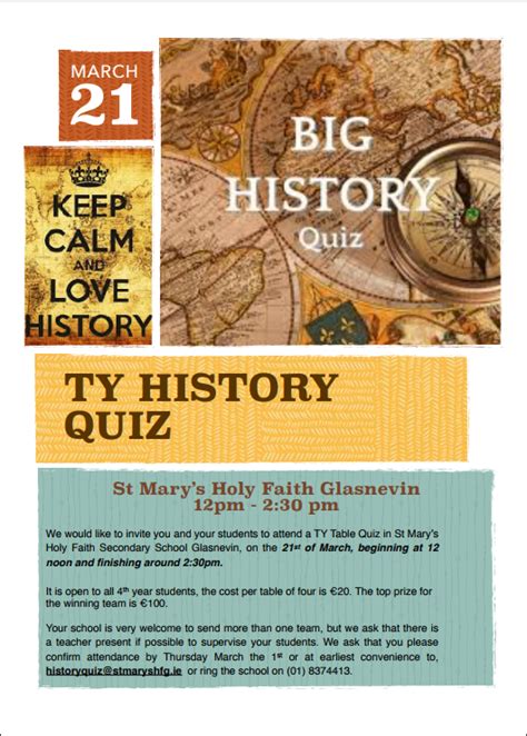 St Marys Hfc Glasnevin Ty History Quiz
