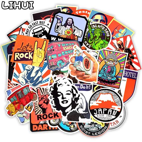 50 Pcs Retro Style Sticker Graffiti Travel Funny Jdm Stickers For Diy
