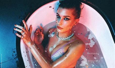 hailey baldwin is seen posing in a bathtub for wonderland daily mail online