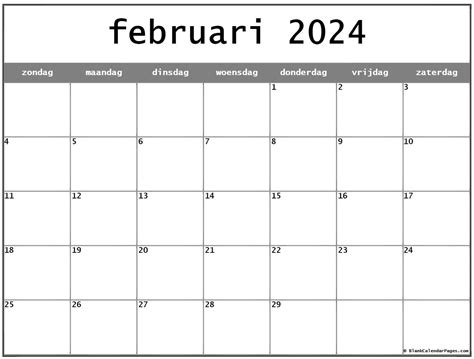 Februari 2024 Kalender Nederlandse Kalender Februari