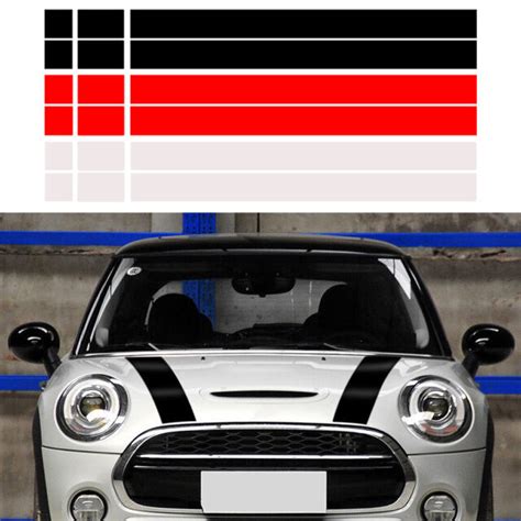 2x Bonnet Stripes Hood Decal Vinyl Cover Sticker Fit For Mini Cooper