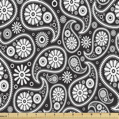 Black And White Fabric By The Yard Upholstery Nostalgic Paisley