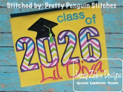 Class Of 2026 Graduation Cap Applique Machine Embroidery Design Etsy