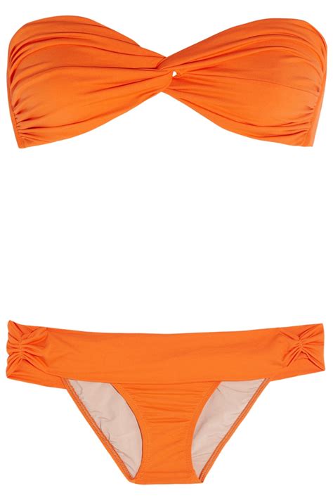 Lyst Tara Matthews Ruched Bandeau Bikini In Orange