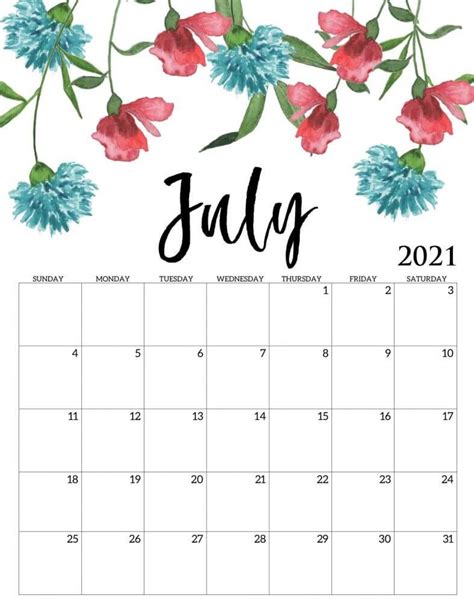 This word monthly calendar template can be customized with our online template creator tool or through any office applications. Beautiful July 2021 Calendar in 2020 | Calendar printables, Print calendar, 2021 calendar