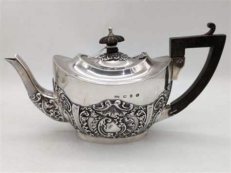 Victorian Embossed Sterling Silver Teapot Tea And Coffee Pots Silver