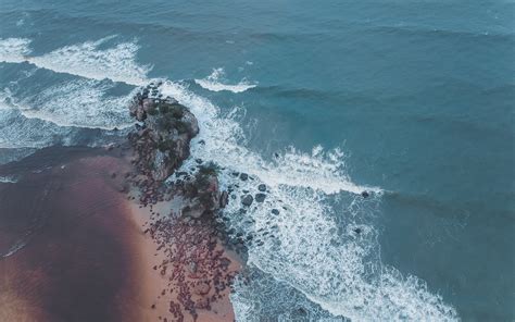 1680x1050 Aerial Shot Of Beach Seashore 4k Wallpaper1680x1050
