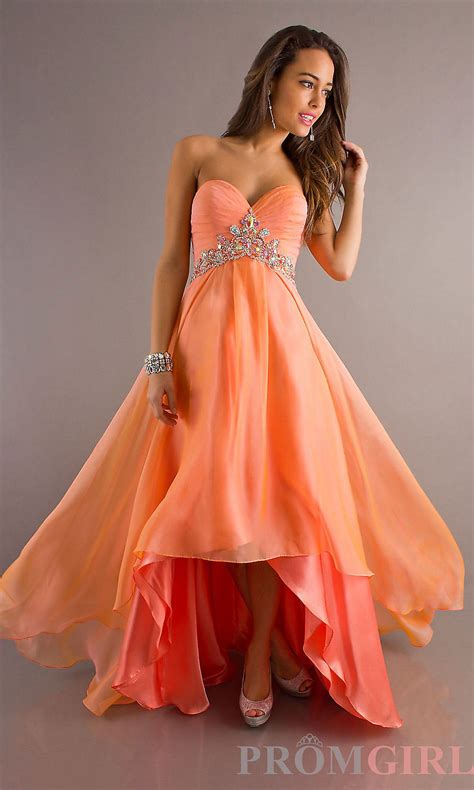 prom dresses evening gowns promgirl strapless sweetheart high low dress prom dresses gowns